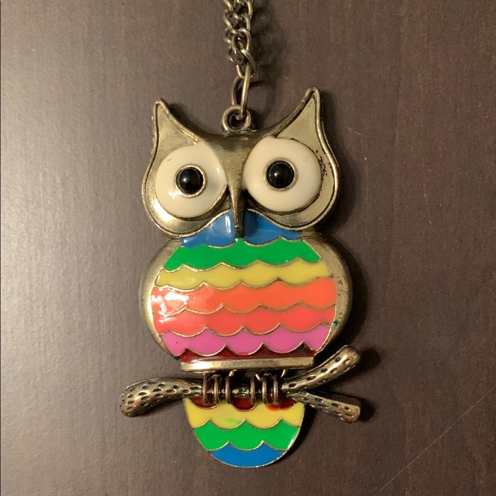 Owl Pendant Necklace with 15” Chain